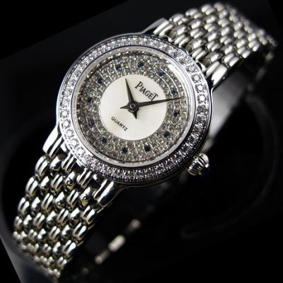 瑞士伯爵Piaget手表 满天星镶钻316精钢钻石刻度两针贝母白面精简女表 女士手表