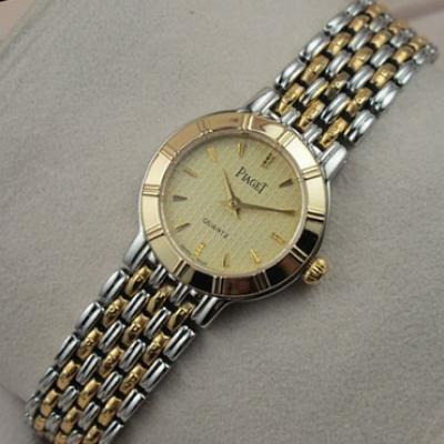 瑞士名表伯爵手表 满天星系列奢华18K间金条丁刻度两针金面女士手表