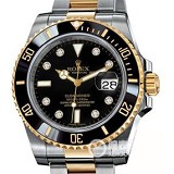 劳力士ROLEX潜行者系列116613-LN-97203 8DI黑盘男表 18K金 刻度镶钻  自动机械男士手表