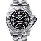 百年灵Breitling 超级海洋系列精钢表壳-黑色表盘-专业型精钢表链腕表 黑面 男士多功能自动机械手表