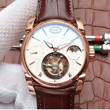 帕玛强尼(Parmigiani Fleurier)Tonda 1950系列真陀飞轮新款日月星辰 24小时显示 18K玫瑰金 白盘 男士手动机械表手表