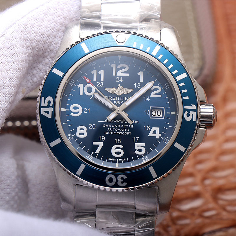 百年灵哪个厂手表高仿表的好 tf厂手表百年灵超级海洋 蓝盘