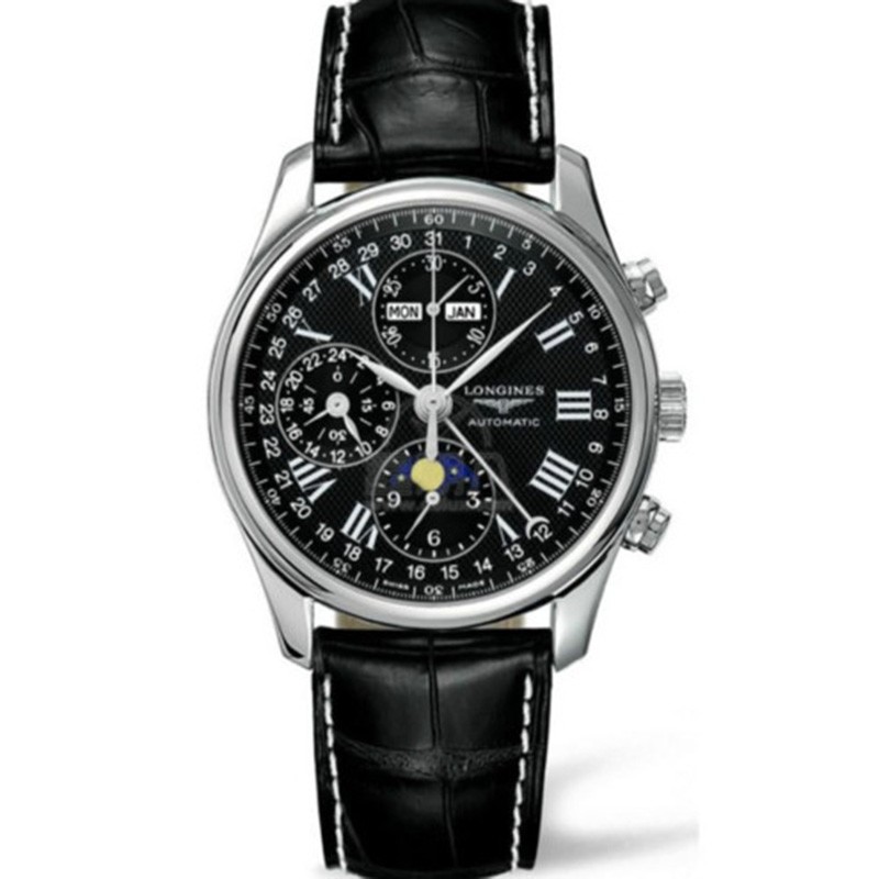 浪琴月相复刻手表手表 jf厂高仿浪琴名匠系列L2.673.4.51.7 月相八针黑盘